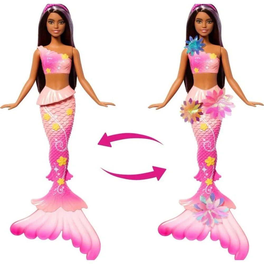 Barbie Flower Magic Mermaid Doll Pink Blooming Flowers Floral Tail Mattel 3+ NIB